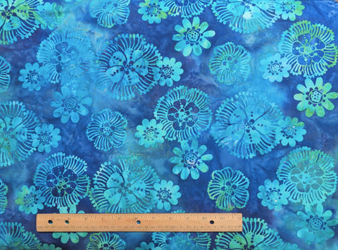 BATIK - Blue, Purple Patterned Fabric / Flower Tjap