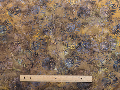 BATIK - Brown, Gold, Plum Patterned Fabric / Sunflower Tjap