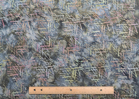 BATIK - Green, Gray, Blue, Purple Patterned Fabric