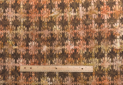 BATIK - Brown, Gold, Rust, Orange Southwest-Style Tjap Fabric