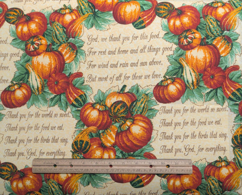 CP11928 Gourds & Prayer Springs Living - Yellow Tonal Fabric / Pumpkins, Gourds, Thanksgiving Prayer Print