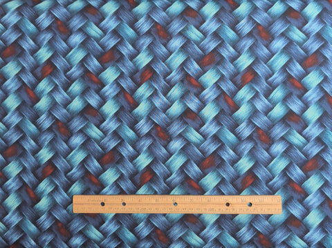 AWES-04 Seattle Bay Fabrics 2006 - Real, Navy, Red Basketweave Print Fabric