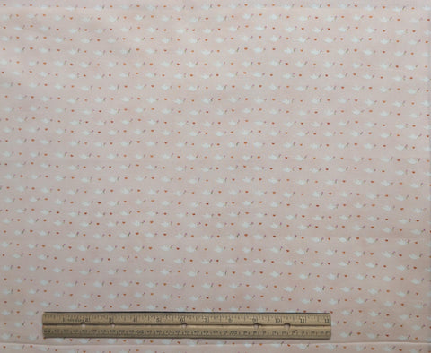 Tea Party Susan Branch RJR - Pale Pink Fabric / White Bird, Red Heart Print