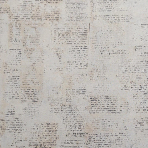 Love Paris WA3801-4C-1 Love Notes Emily Adams For Wild Apple David Textiles - Vintage White Newsprint Style Fabric