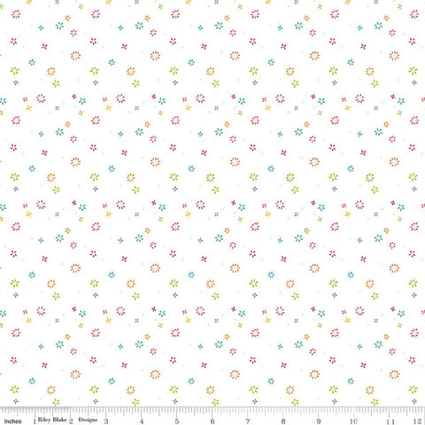 Chasing Rainbows C18016-WHITE by Leslie Ryan of Blooming Boldly Designs for Riley Blake Designs - Garden Sprinkles White