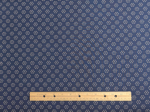 Marcus Brothers Textiles - Navy Fabric / Cream Star Circle Print