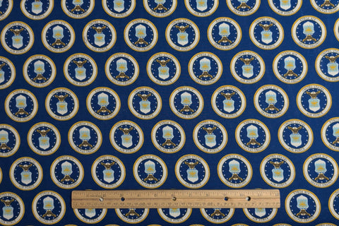 Royal Blue Fabric / United States Air Force Badges Print