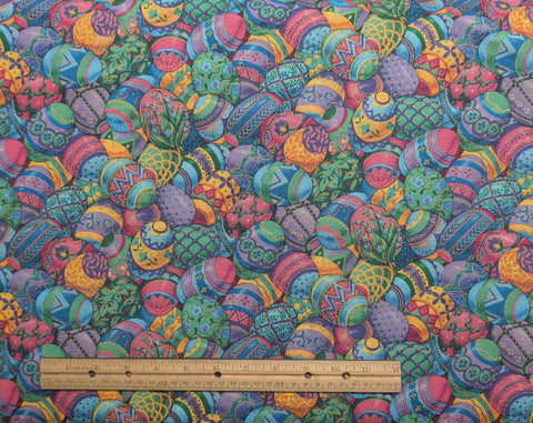 VIP Cranston Print Works - Teal, Pink, Green, Purple Packed Easter Egg Print Fabric