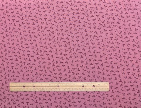 Mauve Fabric / Burgundy Tonal Leaf Print - Selvage to Selvage Print