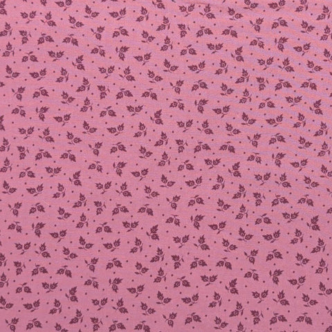 Mauve Fabric / Burgundy Tonal Leaf Print - Selvage to Selvage Print