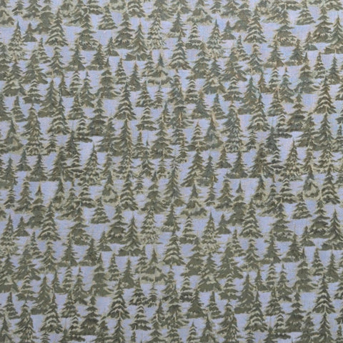 Moosehead Lodge Teresa Kogut SSI - Light Blue Fabric / Green Pine Tree Print