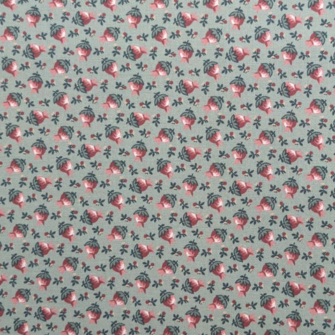 Cottage Charm Thimbleberries RJR Fashion Fabrics - Green Fabric / Red, Pink, Green Tossed Flower Print