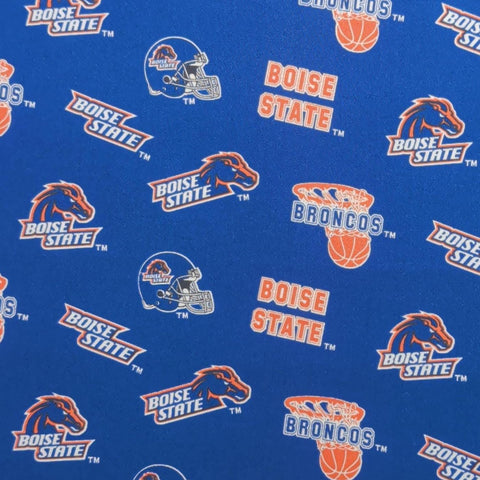 BOISE045 Sykel Enterprises Fabrique Innovations - Blue Fabric / Orange, White Boise State University Broncos Logo Print