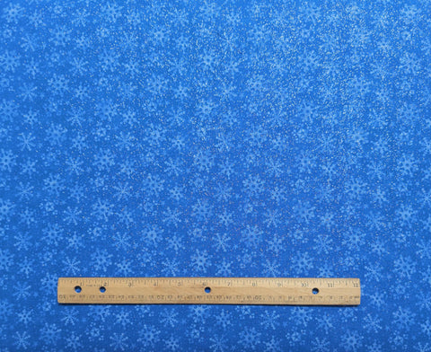 Patty Reed Designs 2009 Laurie Campbell for La-Di-Draw Inc Fabric Traditions - Royal Blue Tone-on-Tone Packed Snowflake Print/Silver Glitter