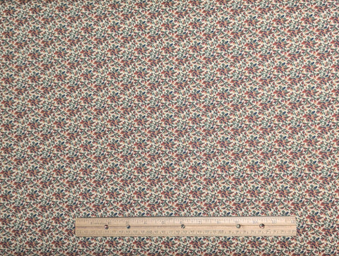 Pansy Park Thimbleberries RJR Fashion Fabrics - Light Tan Fabric / Tan, Gold, Rose, Green Packed Flower Print