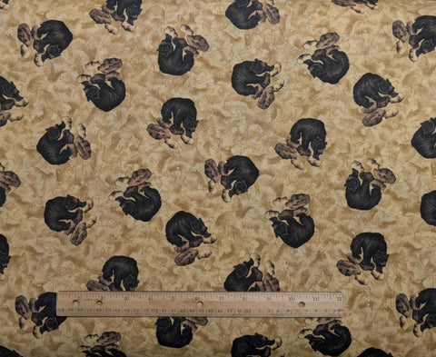 Bear Country Debbie Field for Granola Girl  Riverwoods Collection Troy Corporation - Golden Tan Tonal Fabric / Tossed Bear Print