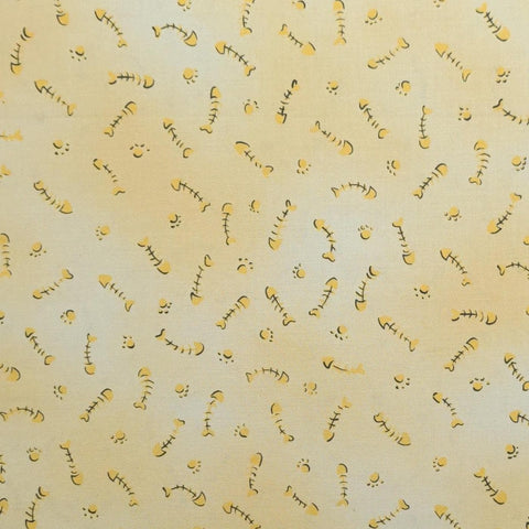 Cat-Tales CarolArt Designs Galaxy Collection EE Schenck - Yellow Tonal fabric / Yellow and Black Fishbone Print