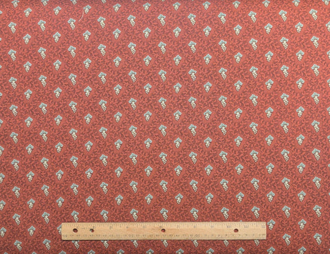Floral Bouquets and Fancies Sharon Yenter In the Beginning Fabrics 2000 - Brick Red Tone-on-Tone Vine Print Fabric / Moss, Sage Green Grape Clusters