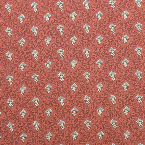 Floral Bouquets and Fancies Sharon Yenter In the Beginning Fabrics 2000 - Brick Red Tone-on-Tone Vine Print Fabric / Moss, Sage Green Grape Clusters