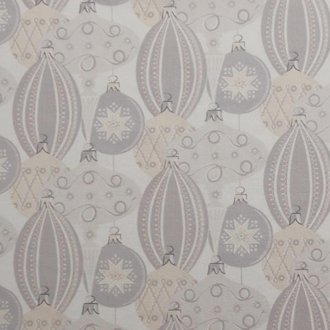 The Georgette Christmas Collection 30798 Anna Griffin for Windham Fabrics - Soft White Fabric / Gray, Taupe Christmas Ornament Print