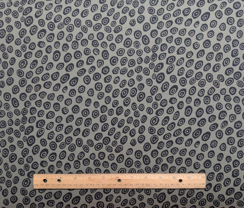 Cranston Print Works Schwartz Liebman - Gray Fabric / Black Circle Print