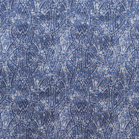 Dark Blue, White Tonal Patterned Fabric / Silver Glitter Accents - Selvage to Selvage Print
