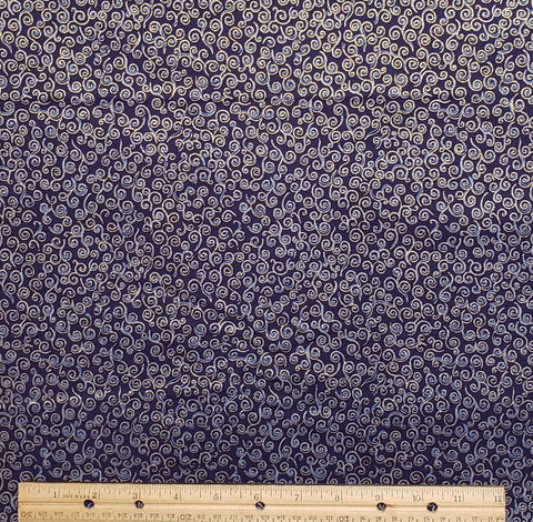 JoAnn Fabric and Craft Stores - Dark Purple Fabric / Lavender and Gold Metallic Scroll Print