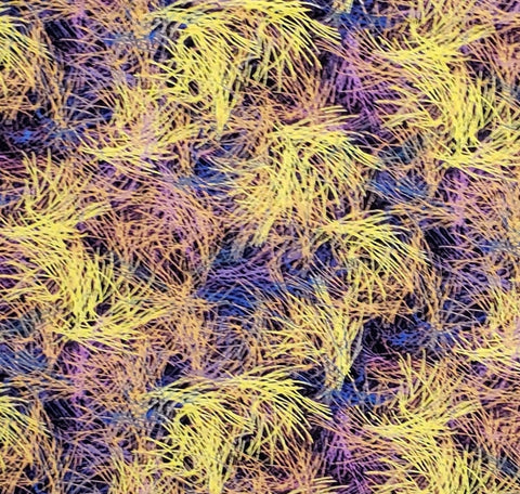 JoAnn Fabric and Craft Stores - Plum Fabric / "Grass" Pattern in Gold/Orange/Light Pink/Teal Green