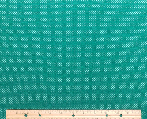 Primary Green Fabric / White Micro Pin Dot Print - Selvage to Selvage Print