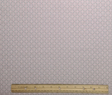 Designed and Produced Exclusively for Joann Fabric and Craft Stores - White Fabric / Pink Circle / Gray Diamond and "Flower" Print