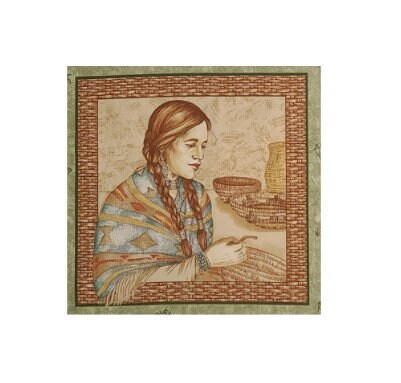 PILLOW PANEL - VIP Cranston Print Works - Muted Indian Head Blocks - Measures ~ 17" x WOF