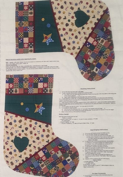 PROJECT - Cranston Collections Cranston Printworks Company - Homespun Holidays - Contains Panel, Stocking and Ornament