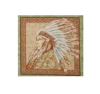 PILLOW PANEL - VIP Cranston Print Works - Muted Indian Head Blocks - Measures ~ 17" x WOF