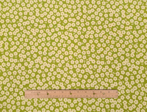 Riley Blake Designs Pattern C2784 Fly a Kite by October Afternoon 2012 - Lime Green Fabric / Off-White Flower Print