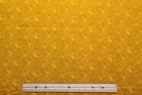 CP28346 Sapphire Jungle Spiral Dot - Butterscotch and Goldenrod Tonal Fabric / Brown Spiral and Dot Pattern
