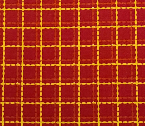 JoAnn Fabric - Red Fabric / Orange, Yellow Dashed Print