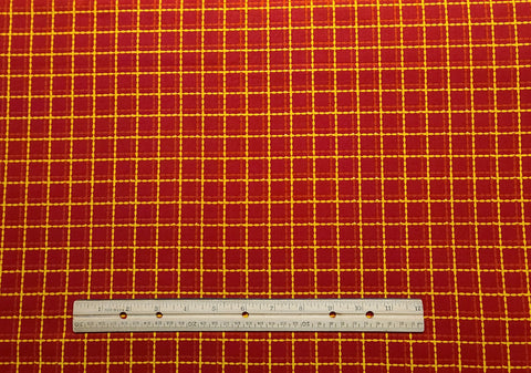 JoAnn Fabric - Red Fabric / Orange, Yellow Dashed Print