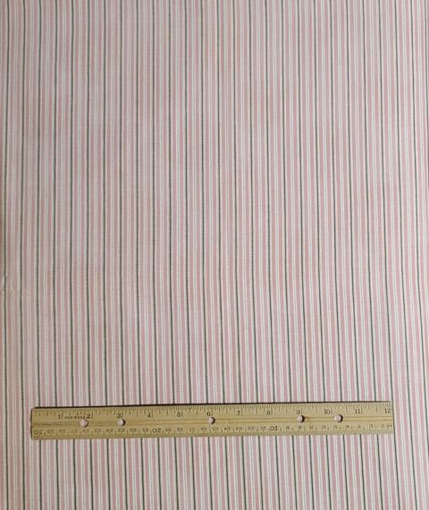 Holly Holderman LH08058 Shirting Stripe - Pink, White and Antique Bronze Horizontal Stripe (Selvage to Selvage) Fabric