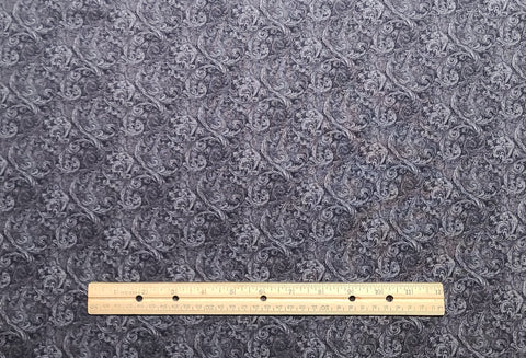 Radiant Waves for Legacy Studio D#70298CRK - Black and Gray Victorian Scroll Print Fabric