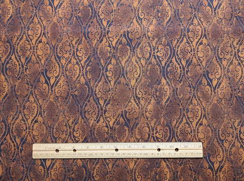 CP32404 Evelia Brocade Texture Legacy Studio - Dark Brown and Black Reproduction Style Brocade Vertical Stripe (Parallel to Selvage) Fabric