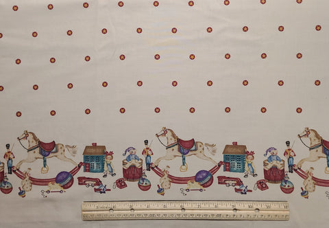 Vintage Rocking Horse Border "Past & Presents" for Daisy Kingdom 1996 - Double Border Print Tan Fabric