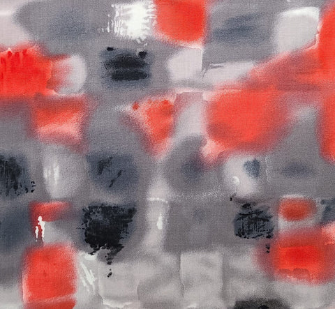 Sara Moe 2005 for Blank Quilting - Bright Red, Gray, Charcoal, Black Abstract Block Print Fabric
