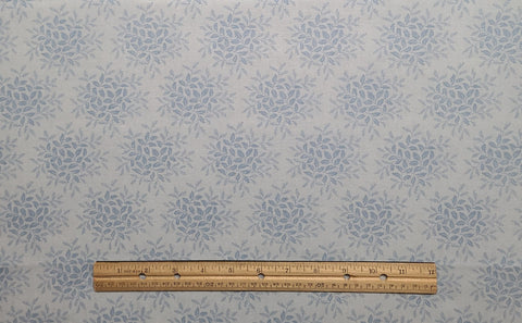 Pale Blue Fabric / Light Blue Leaf Print - Selvage to Selvage Print